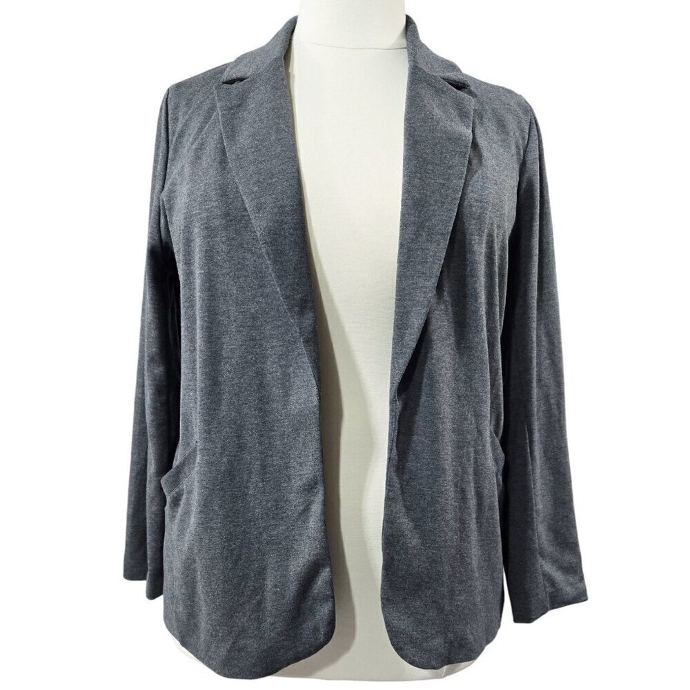 Torrid Gray Ponte Knit Open Front Blazer Pockets Stretch Office Neutral Preppy